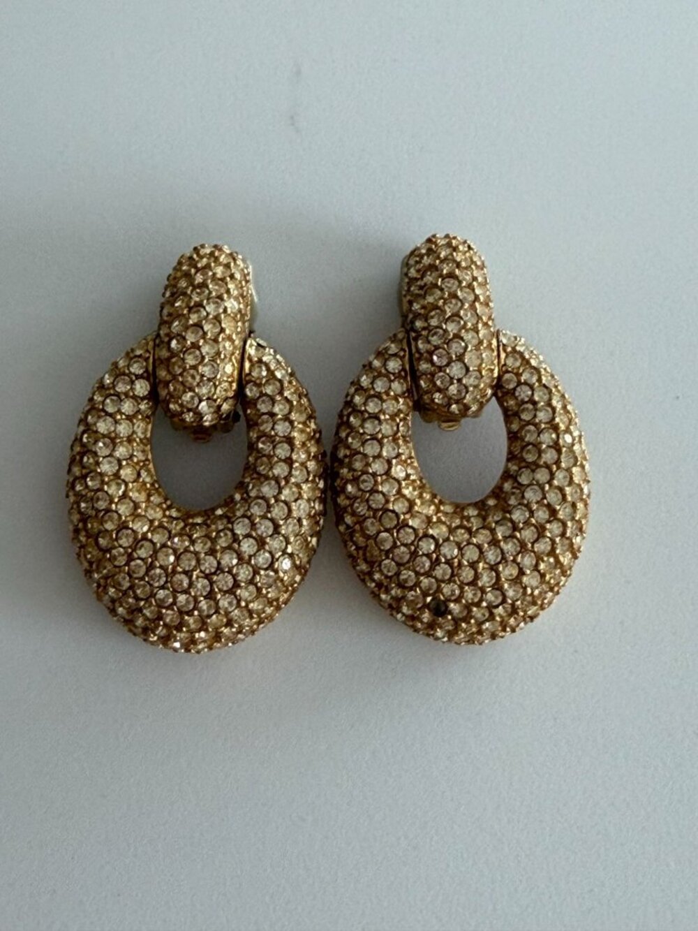 CINER Vintage Gold Rhinestone Drop Earrings
